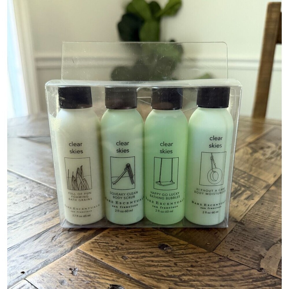 Bare Escentuals CLEAR SKIES Body Collection Travel Set NEW Bath Bubbles Lotion